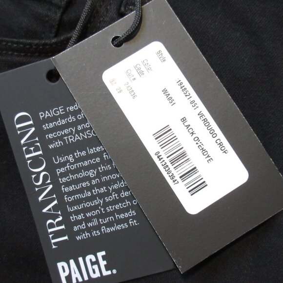 NWT Paige Verdugo Crop in Overdye Black Ultra Skinny Transcend Stretch Jeans 29 - Picture 3 of 9